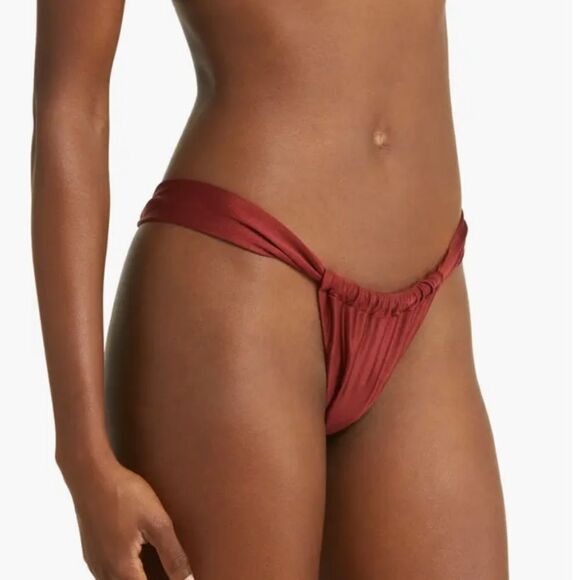 Kulani Kinis ruched thong bikini bottom cinnamon brown swimsuit Revolve XL - Picture 5 of 9